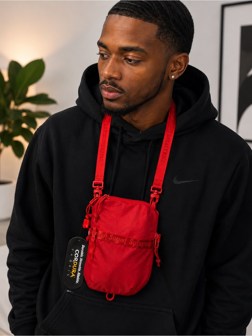 Supreme Red Cordura Crossbody Pouch